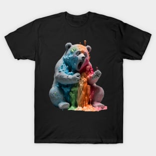 Colour Paint Splatter Screaming Panda T-Shirt